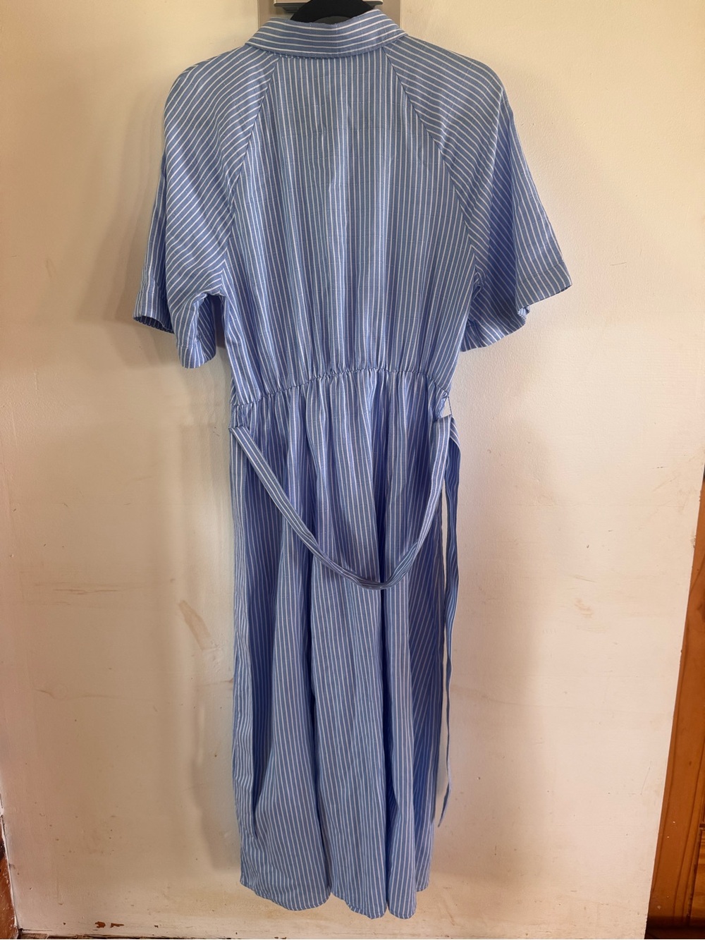 H&M Women’s S Cotton Midi Dress Preppy Pinstriped Old Money Chic - Picture 4 of 10